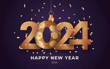 happy new year 2024 background, card design, beautiful design, poster, banner, Bright light, gifts