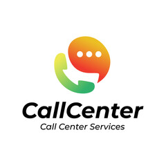 Sticker - Call center vector logo template on white background
