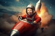 © Boraryn - Small child flying in his space rocket