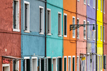 Colourfully painted houses, Burano, Venice, Veneto, Italy