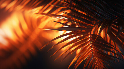 palm tree illuminated by light background