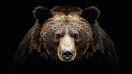 Wall Mural - Portrait of a Brown bear against black background