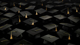 Fototapeta  - Black Graduation Hats Slide