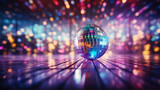 Fototapeta Przestrzenne - Unreal disco ball, psychedelic lights in background