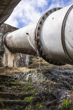 Water Leaking From Huge Old Pipeline