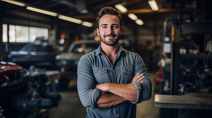 Wall Mural - portrait of a small business owner of an automobile repair shop