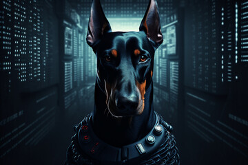 Generative AI portrait hacker in dark room secret organization community specialists