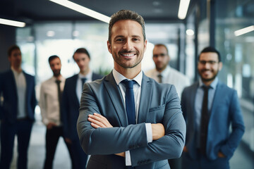 Wall Mural - AI generated image of attractive nice man professional office staff