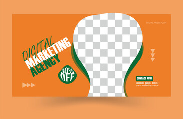 Wall Mural - Digital marketing agency Facebook cover photo design with creative shape or digital marketing business