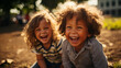 © Damian - Joyful Children Laughing Together in Sunlit Park