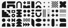 Abstract Retro Shapes, Basic Brutal Forms And Figures In Y2K Aesthetics, Vintage Stickers, Logos, Labels. Decorative Design Elements, Vector Illustration.
