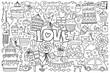 © tan4ikk - Hand-Drawn Doodle Set In Vector, Featuring A Stress-Relief Coloring Page For Valentine'S Day With Hearts, Candies, And Sweets For February 14, Is A Cute Coloring Book