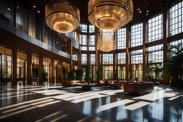 Canvas Print - lobby with  modern light fixture.