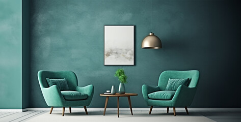 Wall Mural - Modern Interior With Coffee Table And Chair, design of room, design scene with chair, scene with a chair, interior of a room with a chair