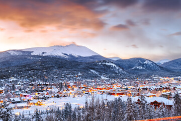 Breckenridge, Colorado, USA Town Skyline in Winter