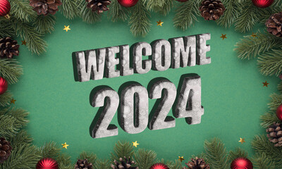 Wall Mural - NEW YEAR 2024 ILLUSTRATION BACKGROUND DESIGN