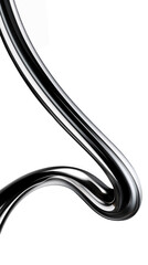 Poster - y2k chrome curved line shape isolated. futuristic metallic curve element background