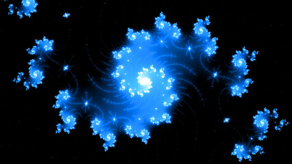 Wall Mural - spiral Julia style in blue on a black background 