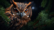 A wise owl perches on a branch its piercing gaze seem