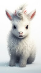 Canvas Print - A small white goat with red hair and big eyes