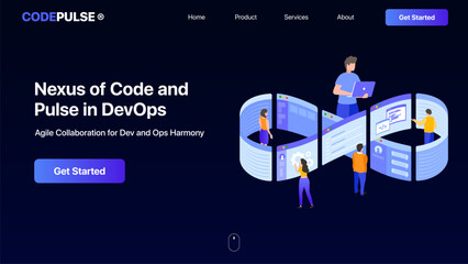DevOps landing page hero screen concept. DevOps illustration