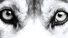 Intense Black And White Close-up Of Animal Eyes In Detailed Fur Texture