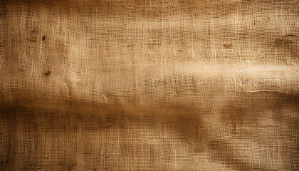 Wall Mural - burlap brown natural cream french linen texture border background. old ecru flax fibre seamless patt