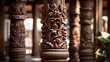 a large wooden column, Indian architecture with Generative AI