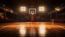 Image Of A Basketball Court Facing The Basketball Hoop With Generative AI
