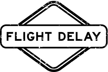 Wall Mural - Grunge black flight delay word rubber seal stamp on white background