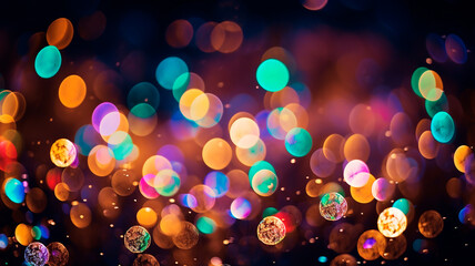 Wall Mural - christmas background with bokeh lights