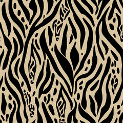 Wall Mural - Seamless leopard, tiger, zebra texture, mixed animal print.