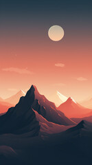 mountain peak landscape, minimal flat illustration created with Generative Ai