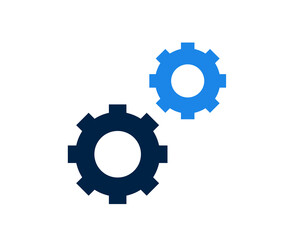 Isolated two gears vector illustration in flat style design.	