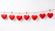 Red hearts on rope