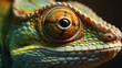 close-up shot of the enigmatic eyes of a vibrant chameleon