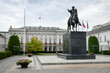 The Presidential Palace of Poland in Warsaw. In front of the building stands the statue of Prince Jozef Poniatowski.