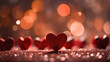 Multiple red hearts of various sizes with a bokeh effect