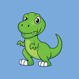 Fototapeta Dinusie - Cute angry dinosaur  Cartoon Sticker vector Stock Illustration