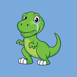 Fototapeta Dinusie - Cute dinosaur crying Cartoon Sticker vector Stock Illustration
