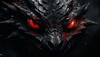 a fantasy dragon head with red eyes and black background