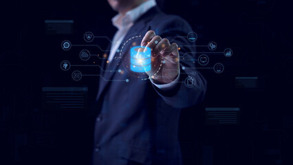 Wall Mural - database management system concept, database server, cloud computing, data center and backup, learni