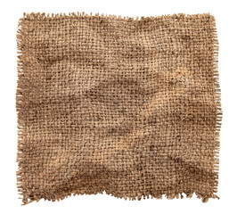 Poster - Burlap texture. A piece of torn burlap on a white background. Canvas. Packing material