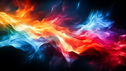 Wall Mural - photo abstract flames exploding in multi colored ink and paint