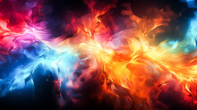 Photo Abstract Flames Exploding In Multi Colored Ink And Paint