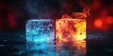 Two cubes embody fire and ice, contrasting energy and calm.