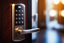 Close Up of Door Handle on Door: Home Automation