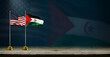 western Sahara and USA flag wave on dark background. digital illustration for national activity or social media content.