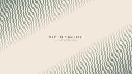 Wall Mural - Parallel Hatching Wavy Lines Halftone Pattern Tilted Border Abstract Vector Angled Striped Pale Green Background. Oblique Border Overlay Retro Texture. Half Tone Art Strokes Neutral Graphic Wallpaper