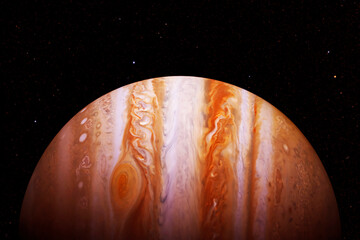 Planet Jupiter on a dark background. Elements of this image furnished by NASA